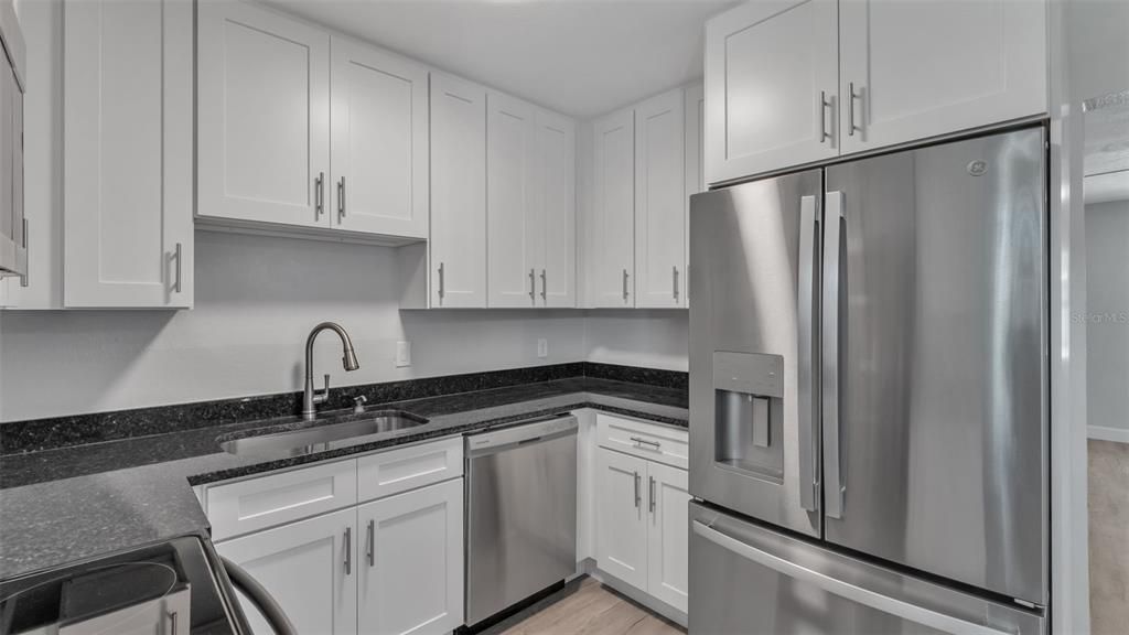 Interior, Kitchen, Stainless Steel Appliances, Wood Texture Flooring