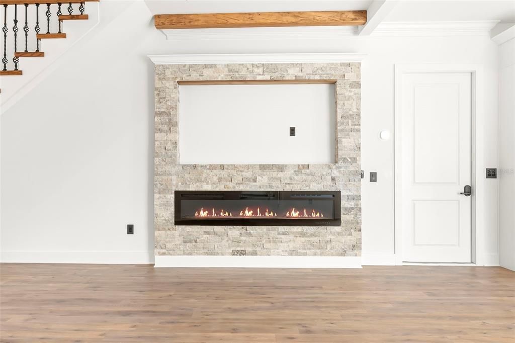 Fireplace, Interior, Wood Texture Flooring