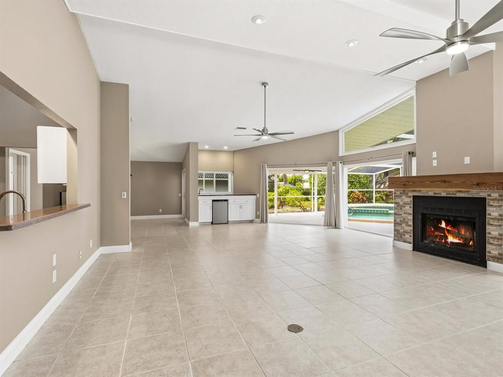 Empty room, Fireplace, Interior, Recessed Lighting