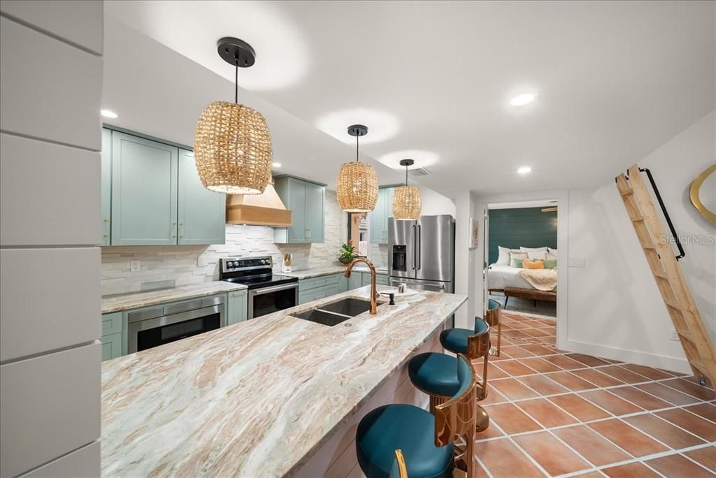 Interior, Kitchen, Pendant Lights, Recessed Lighting, Stainless Steel Appliances