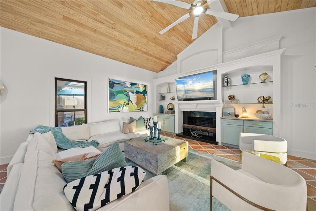 Fireplace, Interior, Living room, Wooden Ceilings