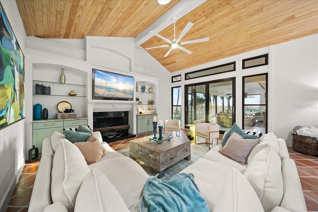 Fireplace, Interior, Living room, Wooden Ceilings