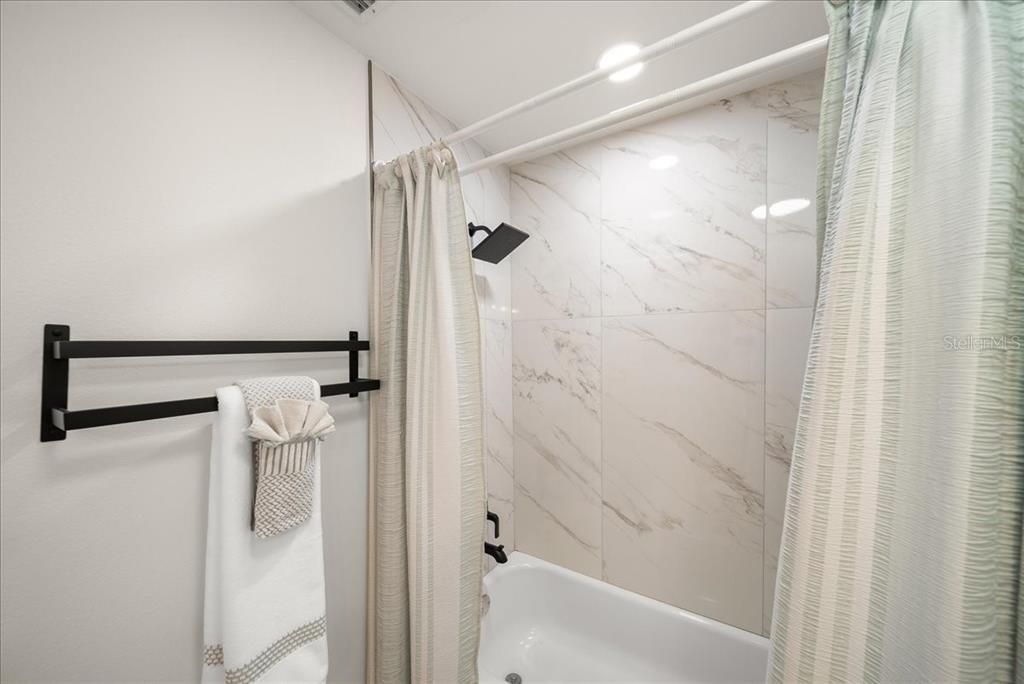 Bathroom, Interior, Marble Walls, Recessed Lighting