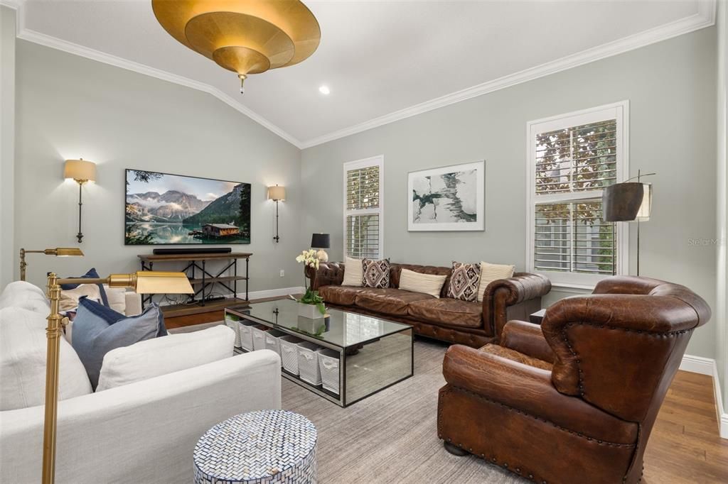 Interior, Living room, Recessed Lighting, Wood Texture Flooring