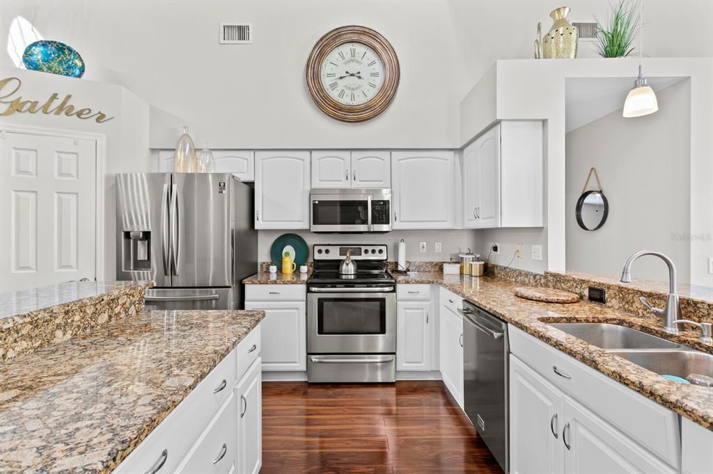 Interior, Kitchen, Pendant Lights, Stainless Steel Appliances, Wood Texture Flooring