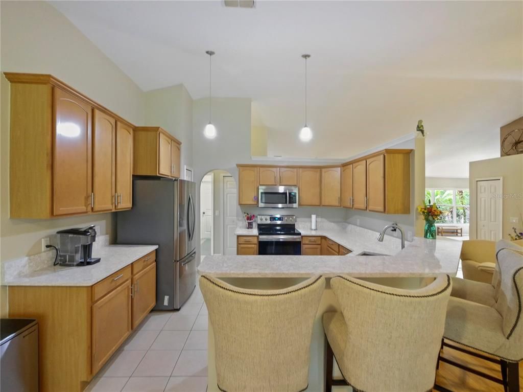 Interior, Kitchen, Pendant Lights, Stainless Steel Appliances