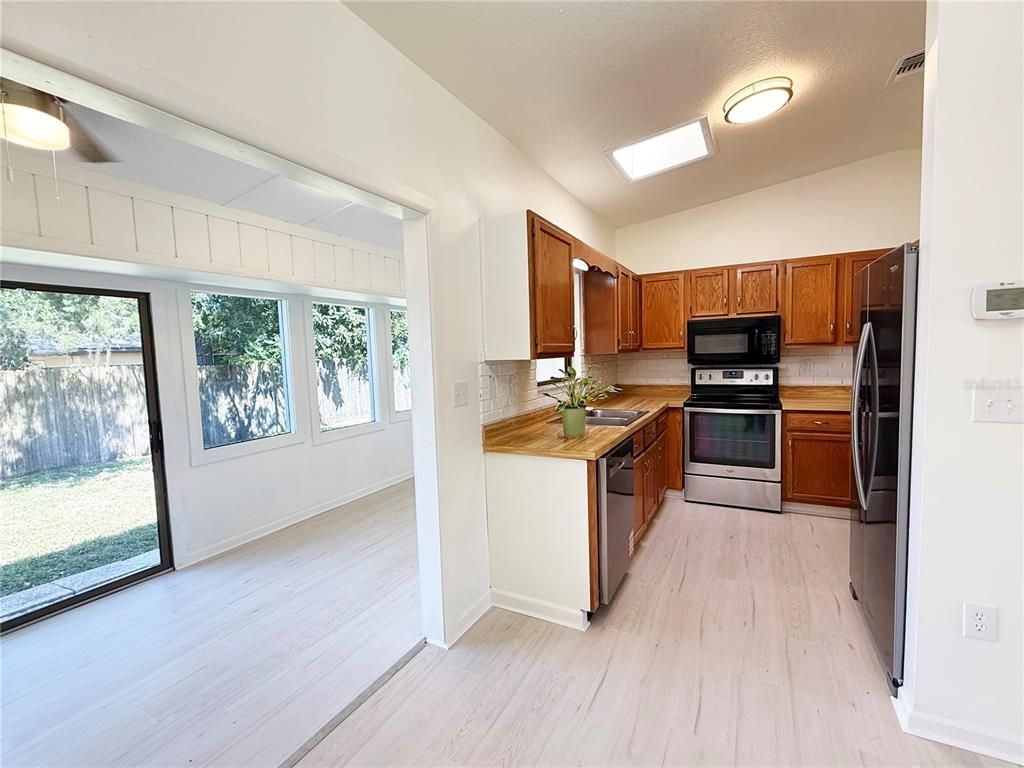 Interior, Kitchen, Stainless Steel Appliances, Wood Texture Flooring