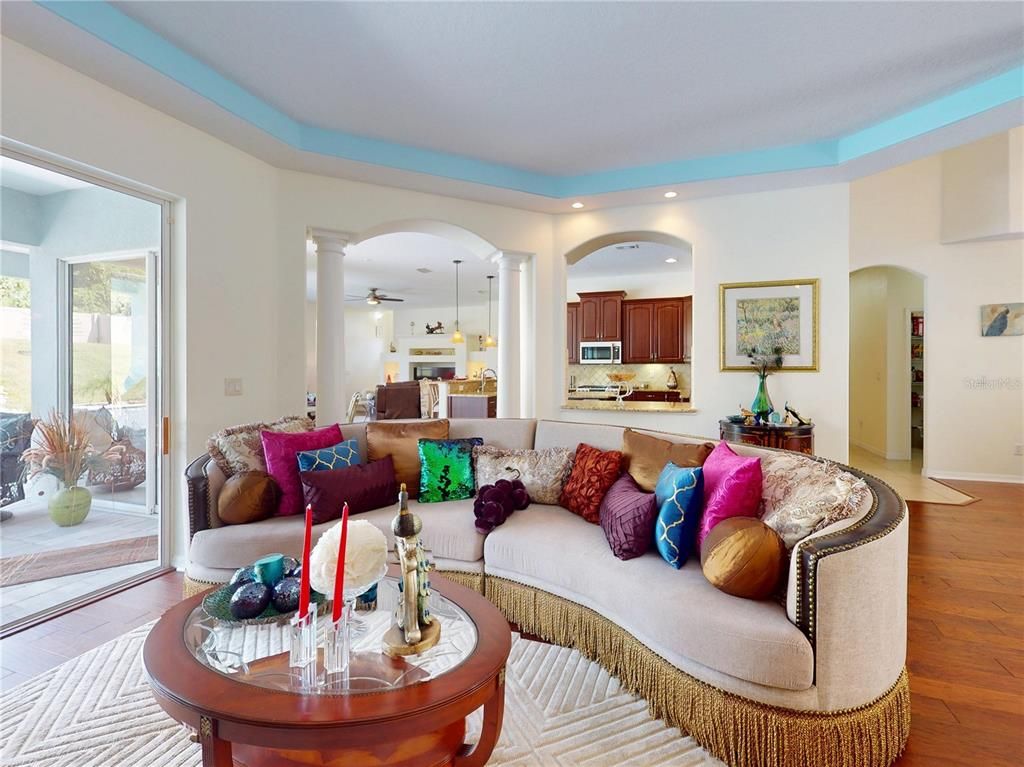 Interior, Kitchen, Living room, Pendant Lights, Recessed Lighting, Stainless Steel Appliances, Wood Texture Flooring