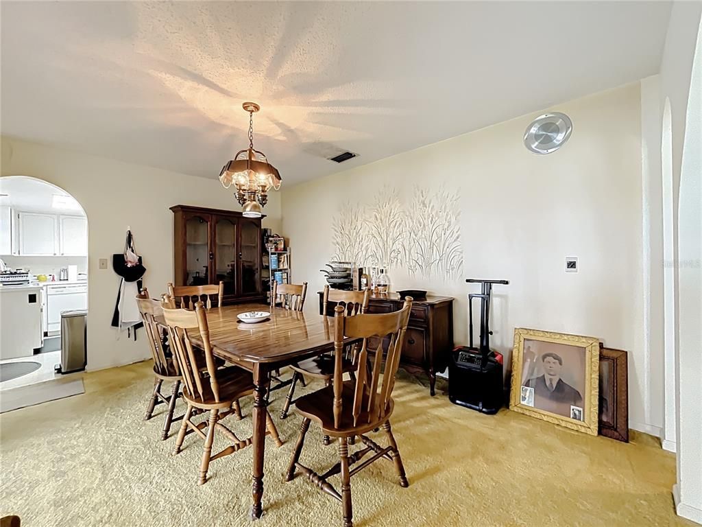 Chandelier, Dining room, Fireplace, Interior