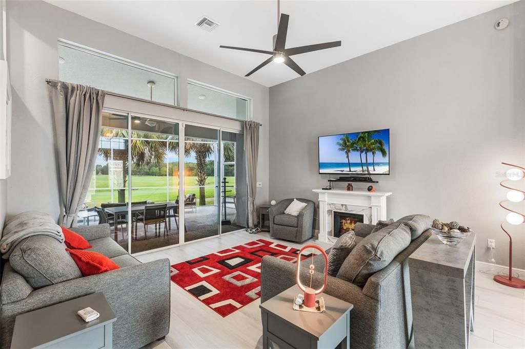 Fireplace, Interior, Living room, Wood Texture Flooring