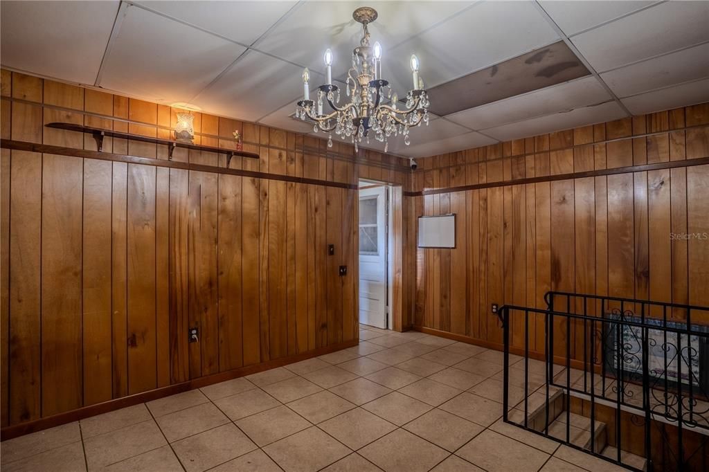 Chandelier, Empty room, Interior, Wooden Walls