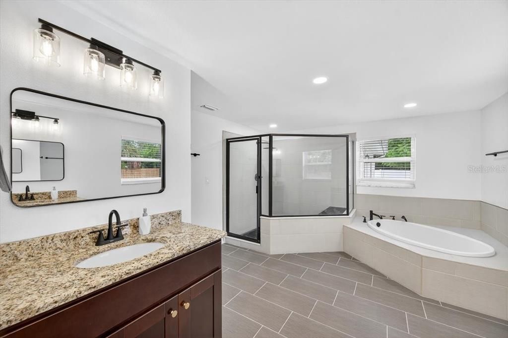Bathroom, Dual Sink Vanities, Glass Shower, Interior, Recessed Lighting