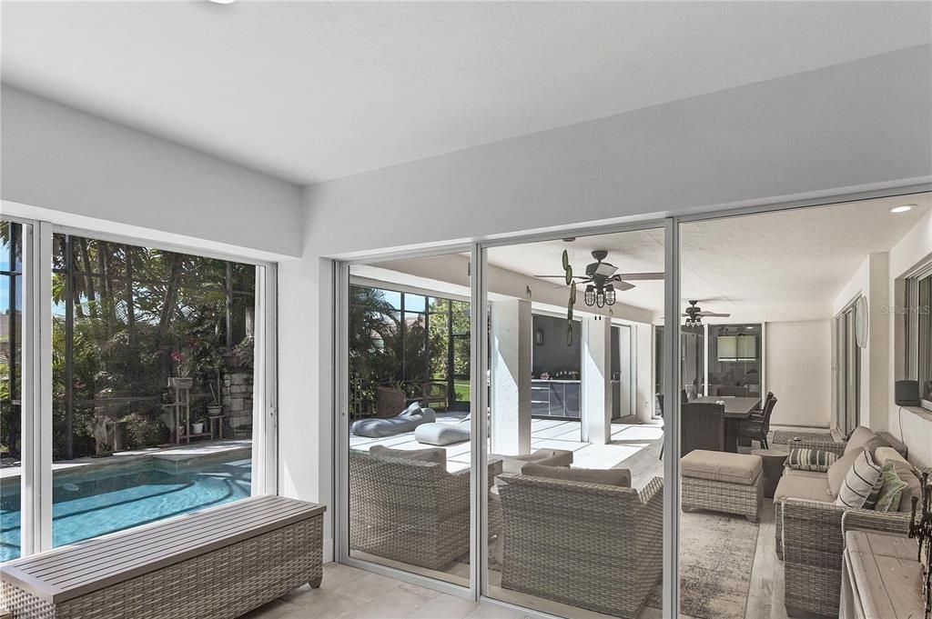 Dining room, Interior, Pool, Recessed Lighting, Sun Room