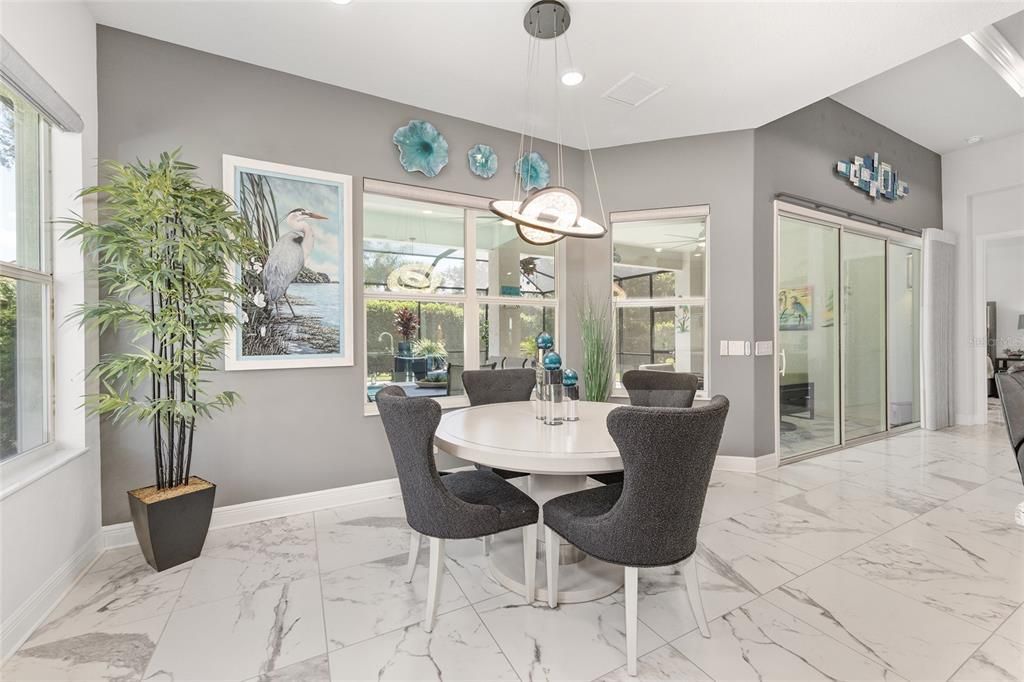 Dining room, Interior, Marble, Pendant Lights, Recessed Lighting