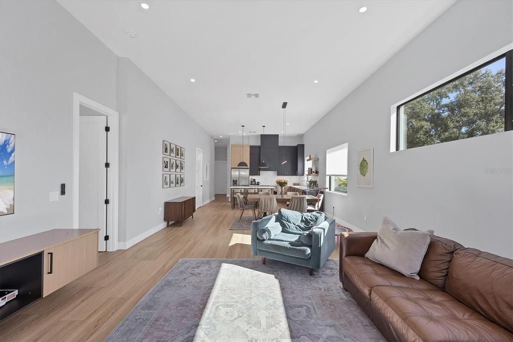 Dining room, Interior, Kitchen, Living room, Pendant Lights, Recessed Lighting, Wood Texture Flooring