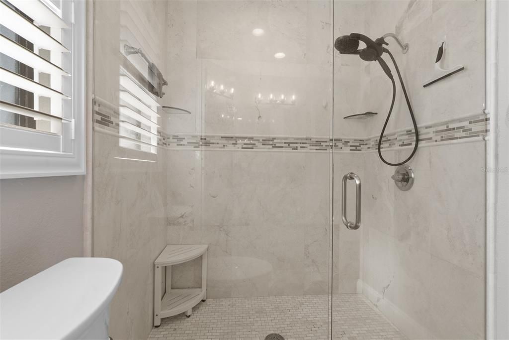 Bathroom, Glass Shower, Interior, Marble Walls