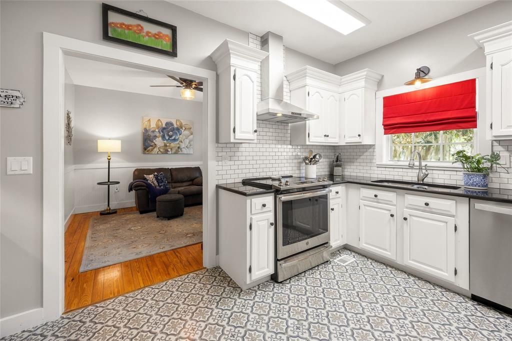 Interior, Kitchen, Stainless Steel Appliances, Wood Texture Flooring