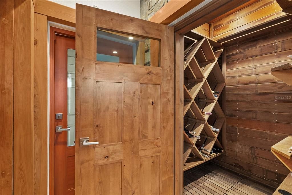 Interior, Wine Storage, Wood Texture Flooring, Wooden Walls