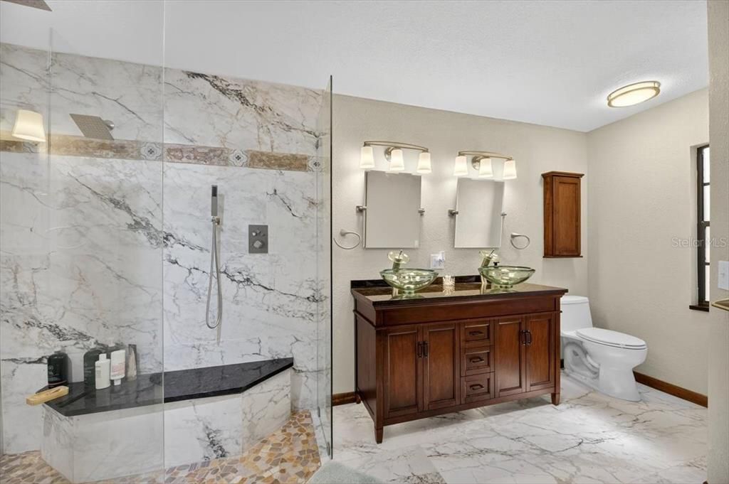 Bathroom, Glass Shower, Interior, Marble, Marble Walls