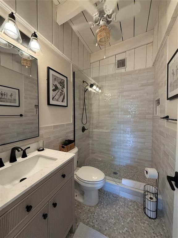 Bathroom, Glass Shower, Interior, Pendant Lights