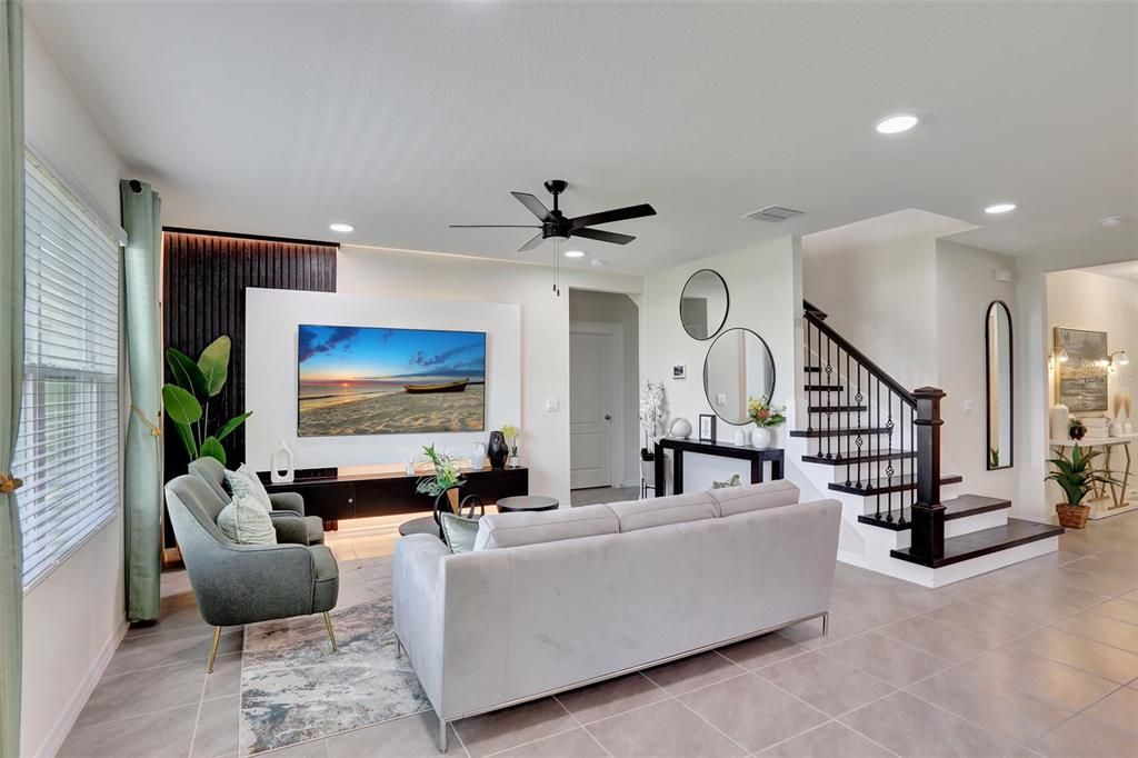 Interior, Living room, Recessed Lighting