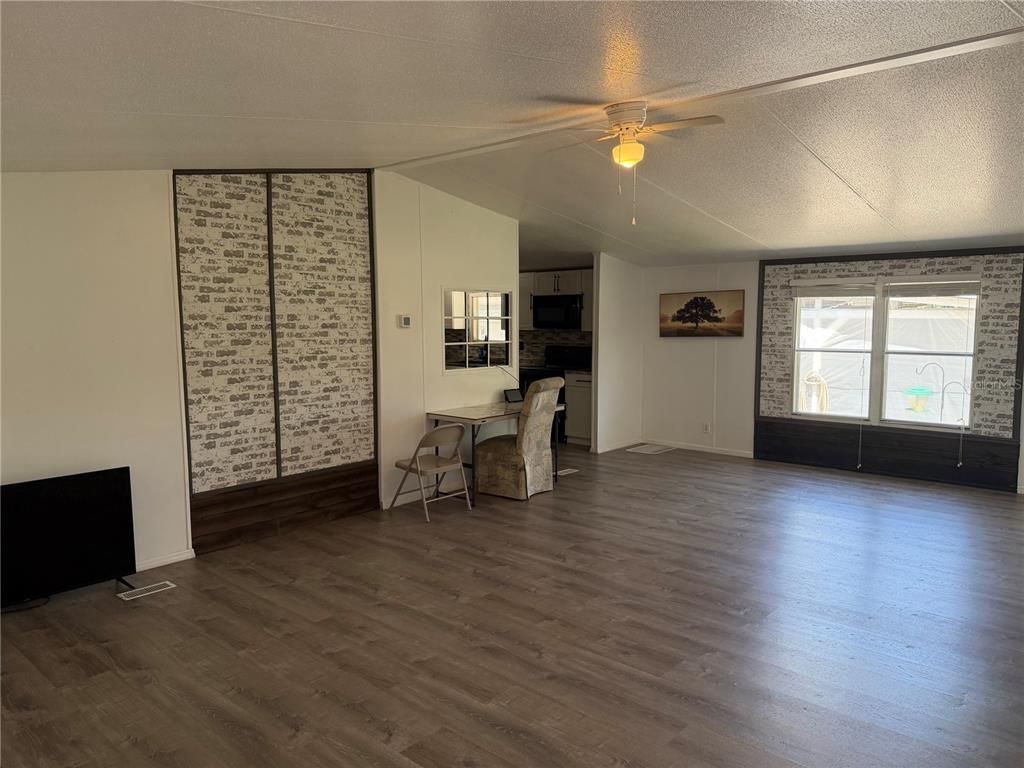 Empty room, Interior, Stone Walls, Wood Texture Flooring