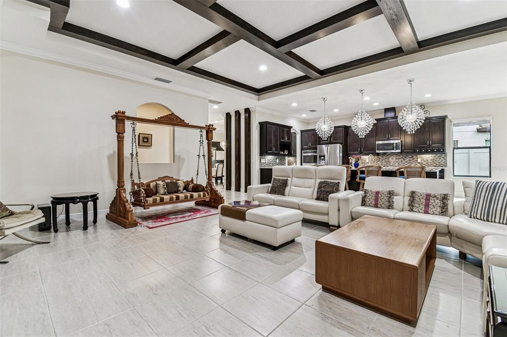 Chandelier, Interior, Kitchen, Living room, Recessed Lighting