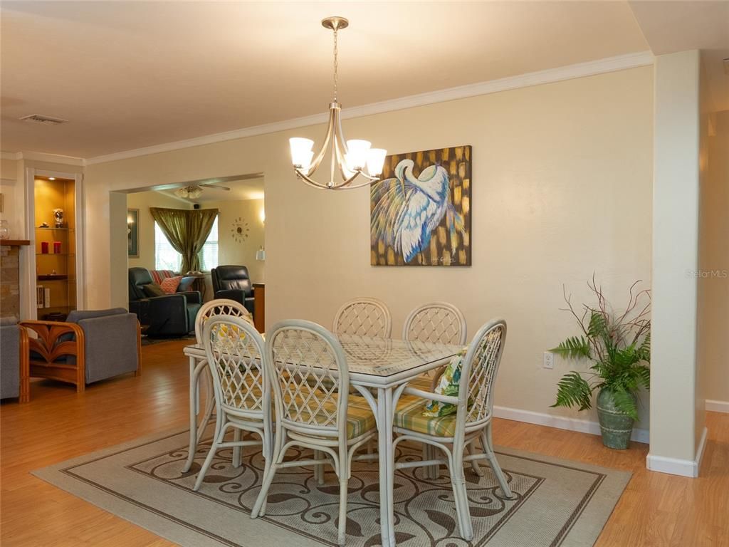 Dining room, Interior, Living room, Pendant Lights, Wood Texture Flooring