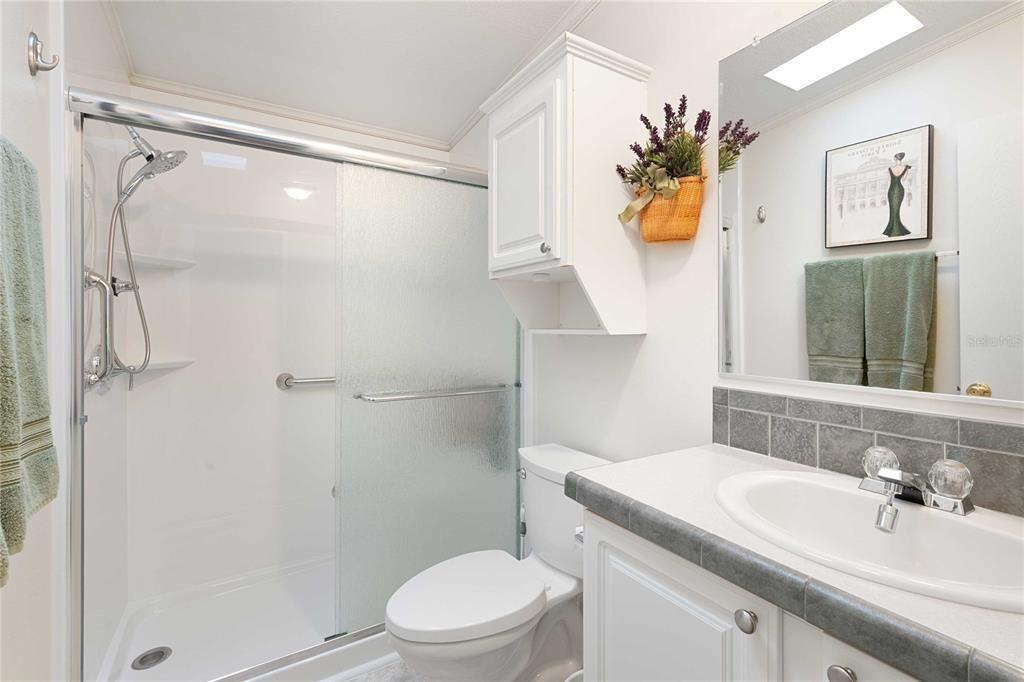 Bathroom, Glass Shower, Interior, Recessed Lighting