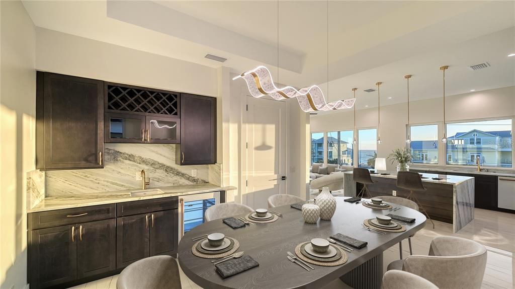 Dining room, Interior, Kitchen, Living room, Pendant Lights, Recessed Lighting, Water