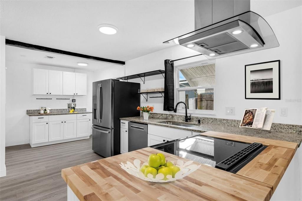 Interior, Kitchen, Recessed Lighting, Wood Texture Flooring