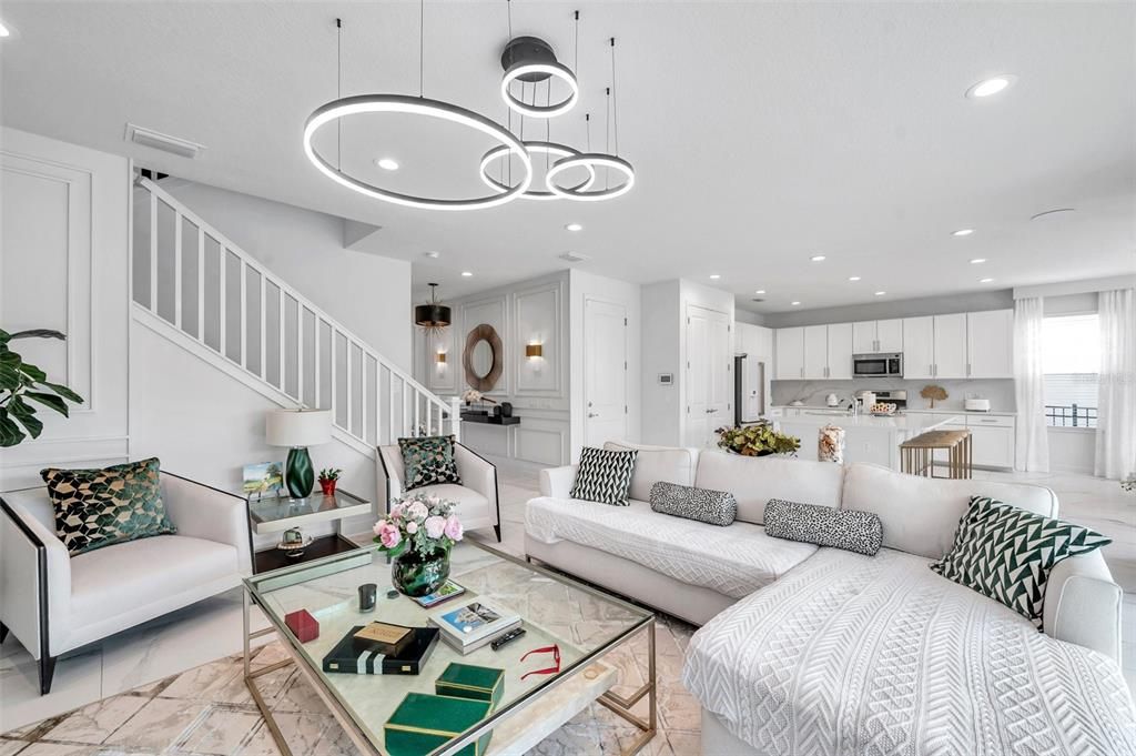 Interior, Kitchen, Living room, Pendant Lights, Recessed Lighting