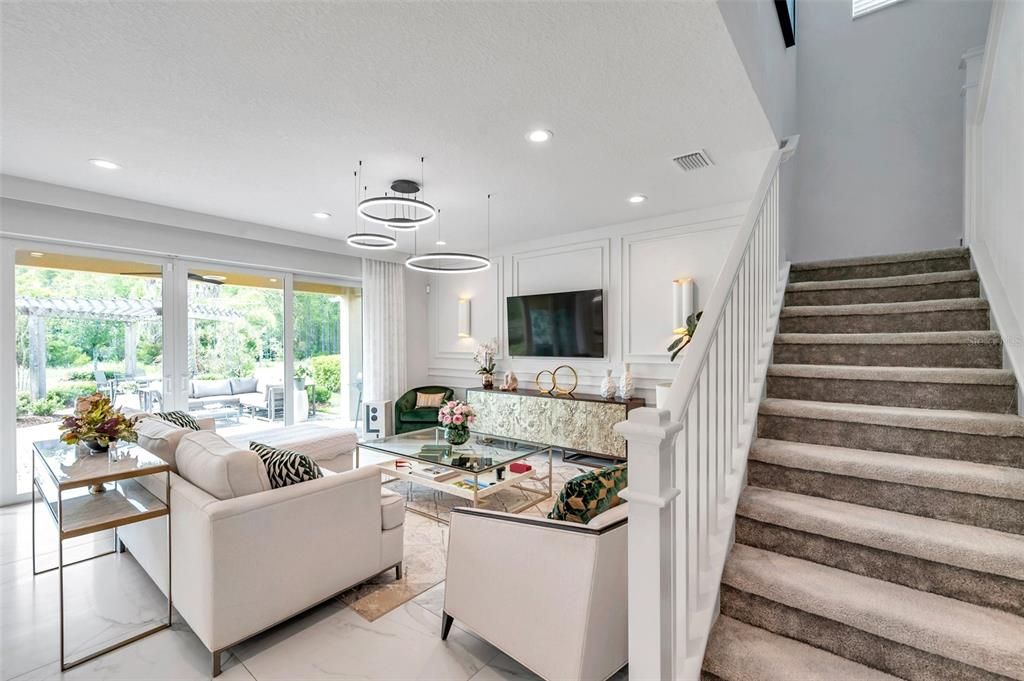 Interior, Living room, Marble, Pendant Lights, Recessed Lighting