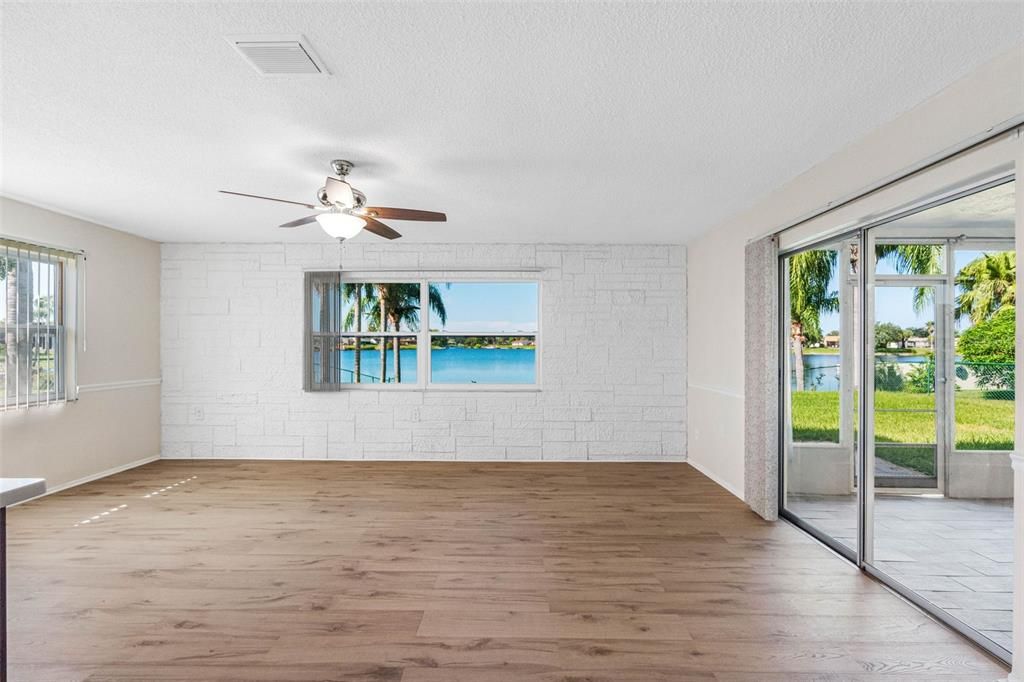Empty room, Interior, Stone Walls, Wood Texture Flooring