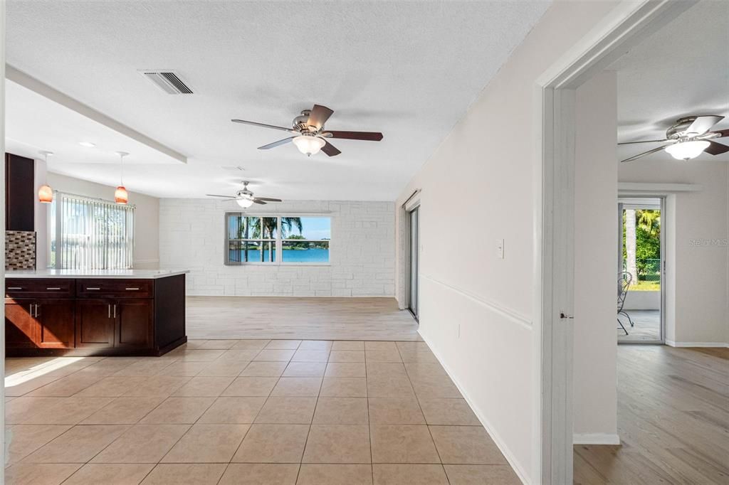 Interior, Pendant Lights, Stone Walls, Wood Texture Flooring