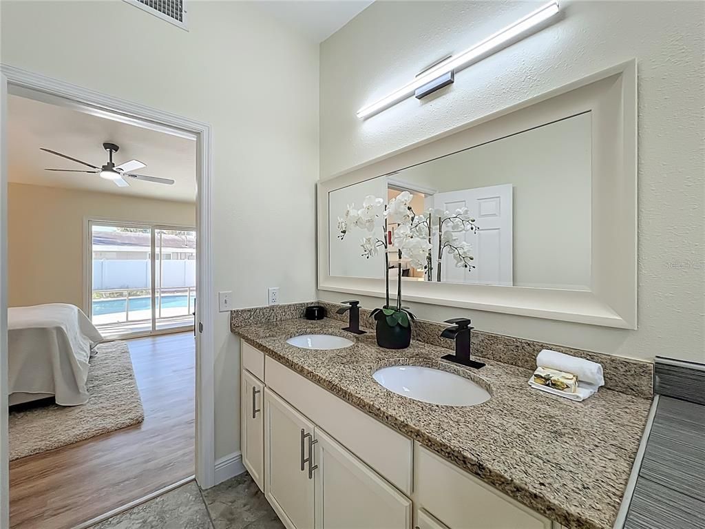 Bathroom, Dual Sink Vanities, Interior, Water, Wood Texture Flooring