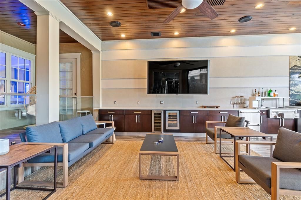 Interior, Living room, Recessed Lighting, Wooden Ceilings