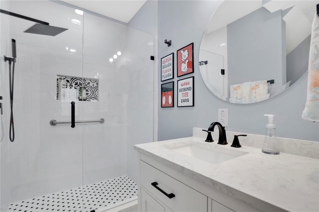 Bathroom, Glass Shower, Interior, Recessed Lighting