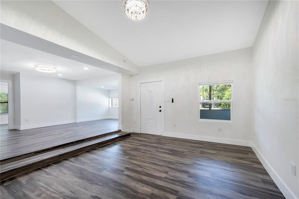 Empty room, Interior, Recessed Lighting, Wood Texture Flooring