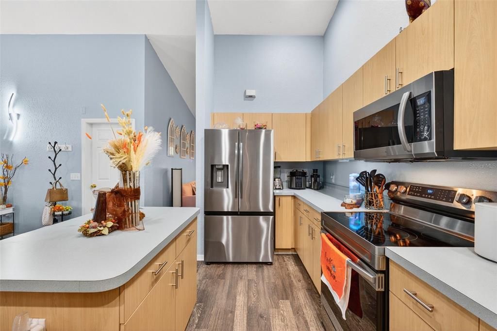 Interior, Kitchen, Stainless Steel Appliances, Wood Texture Flooring