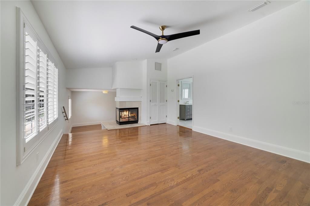 Empty room, Fireplace, Interior, Wood Texture Flooring