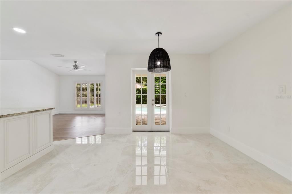 Empty room, Interior, Marble, Pendant Lights, Recessed Lighting