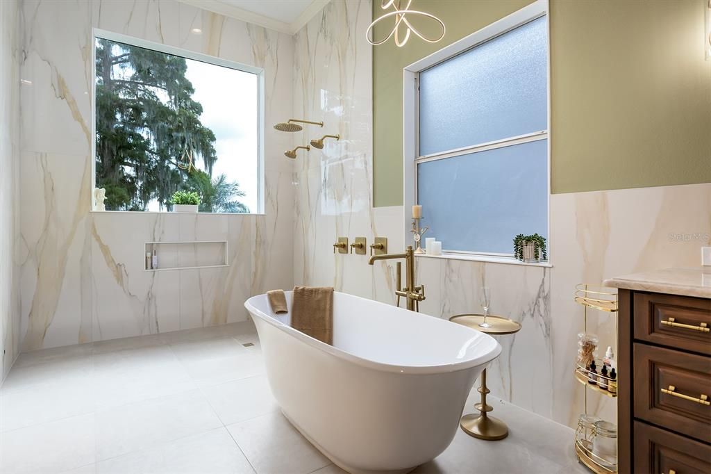 Bathroom, Free Standing Baths, Interior, Marble Walls