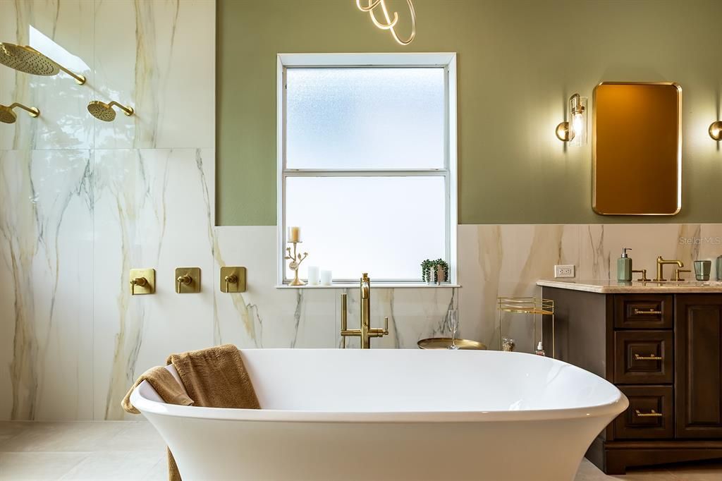 Bathroom, Free Standing Baths, Interior, Marble Walls