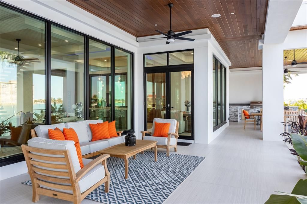 Interior, Living room, Recessed Lighting, Water, Wooden Ceilings
