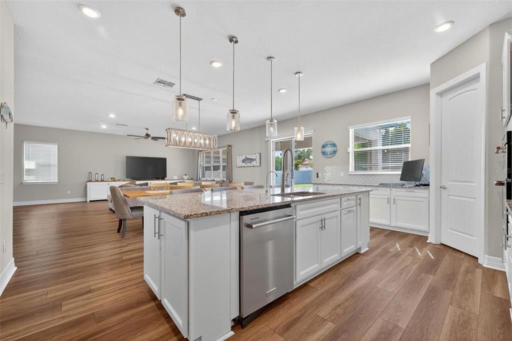 Interior, Kitchen, Pendant Lights, Recessed Lighting, Wood Texture Flooring
