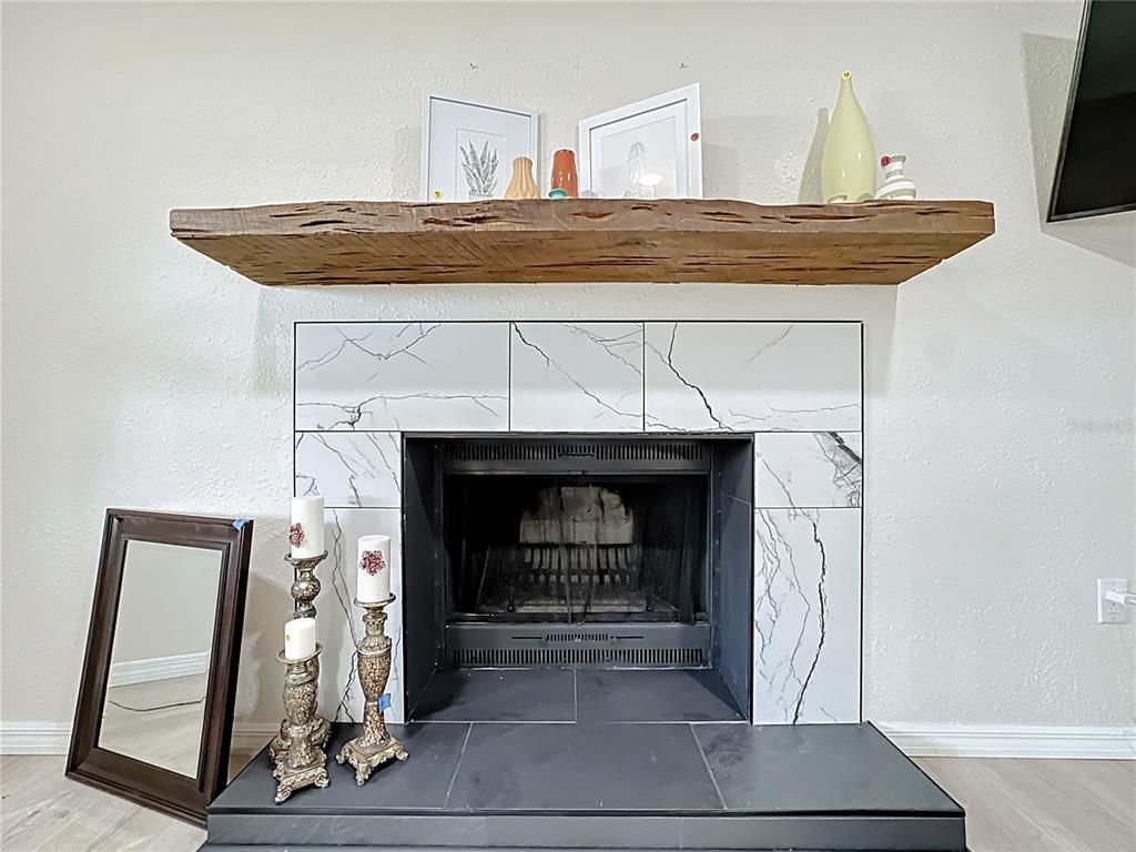 Fireplace, Interior, Wood Texture Flooring