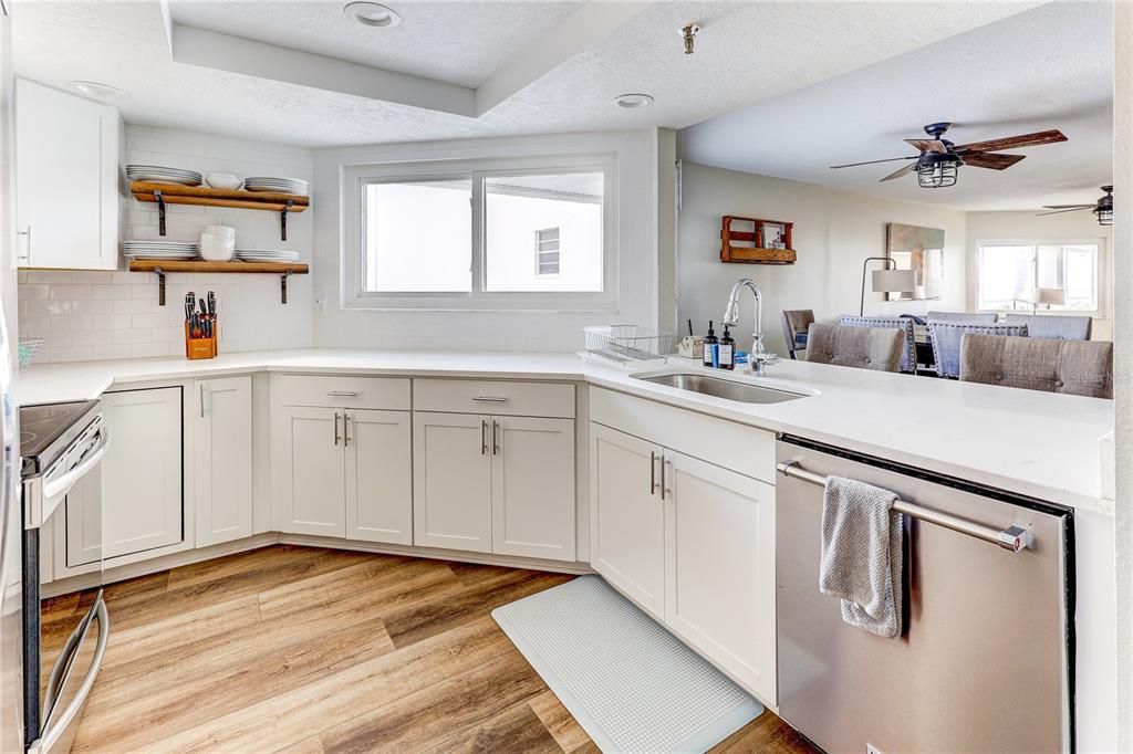 Interior, Kitchen, Recessed Lighting, Wood Texture Flooring