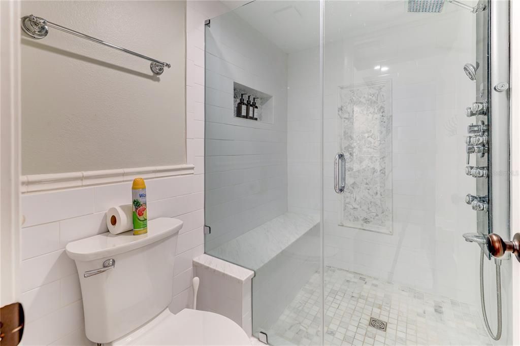 Bathroom, Glass Shower, Interior, Marble Walls