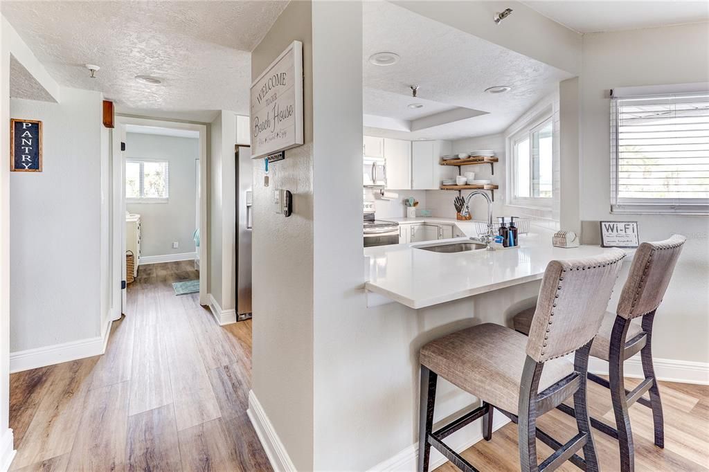Interior, Kitchen, Recessed Lighting, Wood Texture Flooring